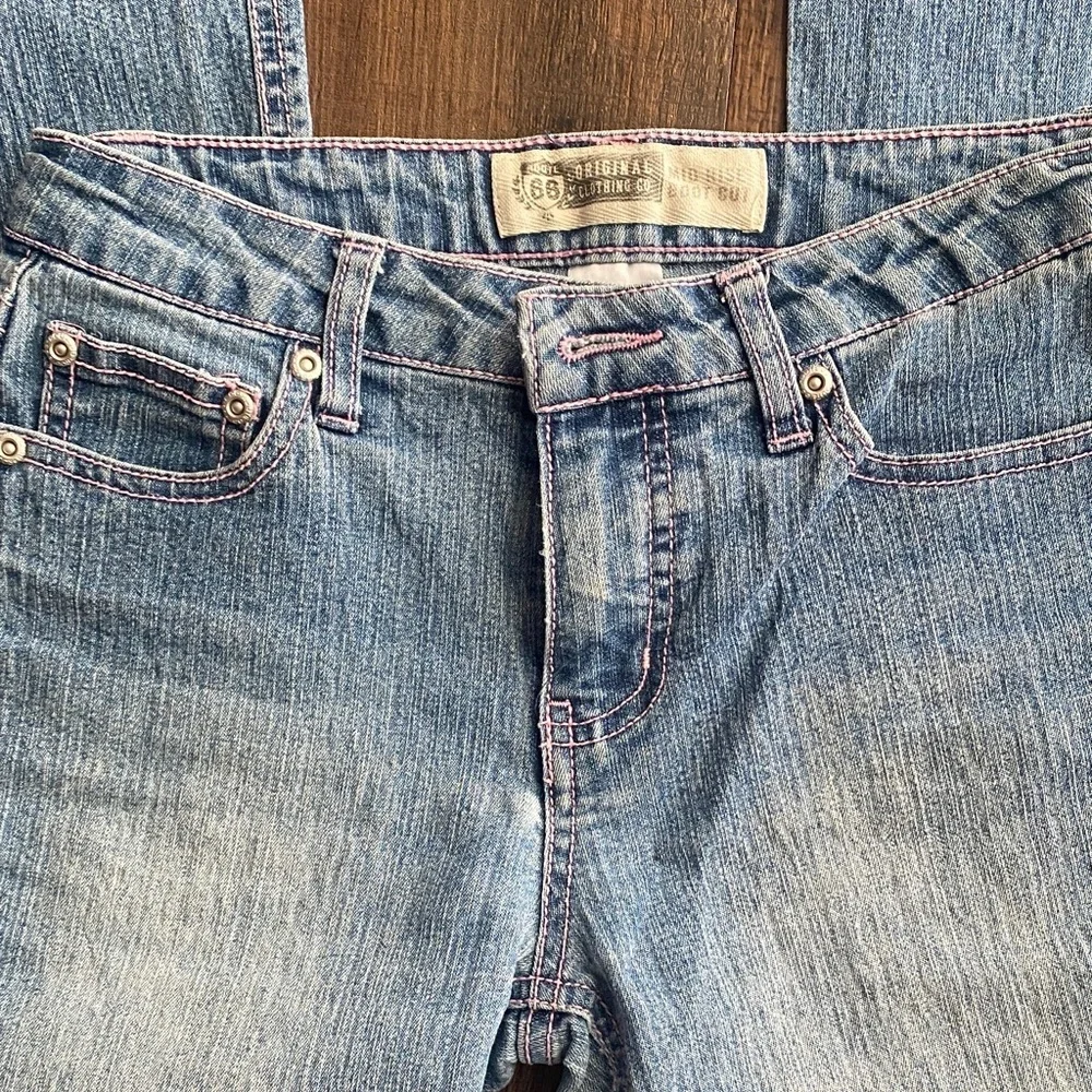 ❤️Route 66 Kids Blue Jeans with Pink Pocket Design